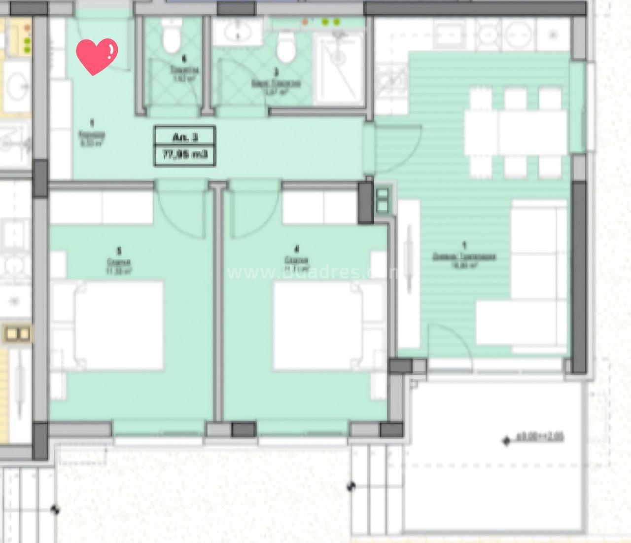 Трехкомнатная квартира с парковкой у моря І №4467