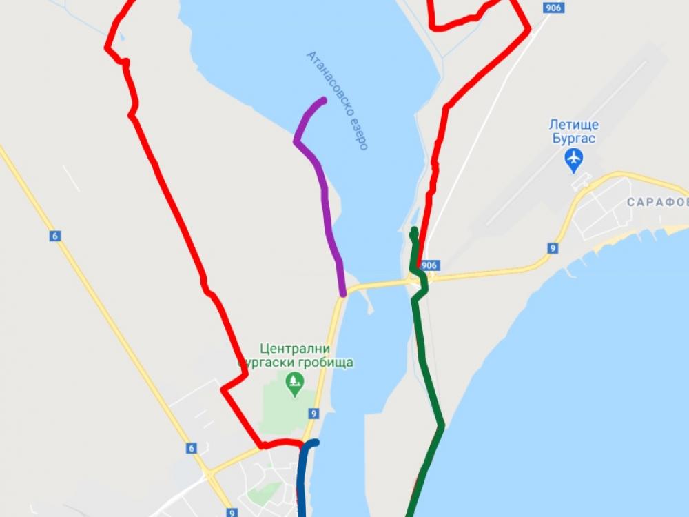 Verschiedene Öko-Routen rund um den Atanasovo-See in Burgas